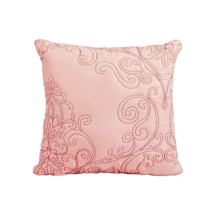 Queen size Dusty Pink Damask Embroidered 4 Piece Oversized Bedspread Set by HomePacific