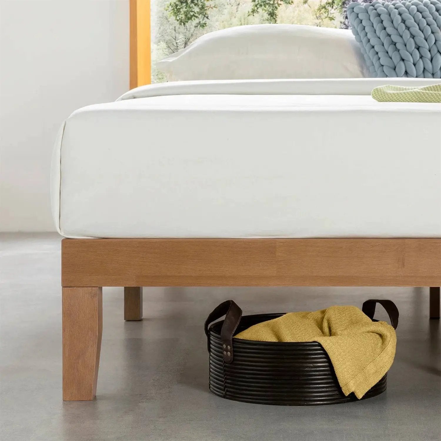 Queen size Solid Wood Platform Bed Frame in Natural Wooden Finish by HomePacific