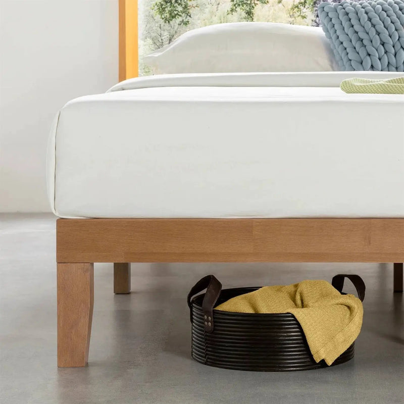 Queen size Solid Wood Platform Bed Frame in Natural Wooden Finish by HomePacific