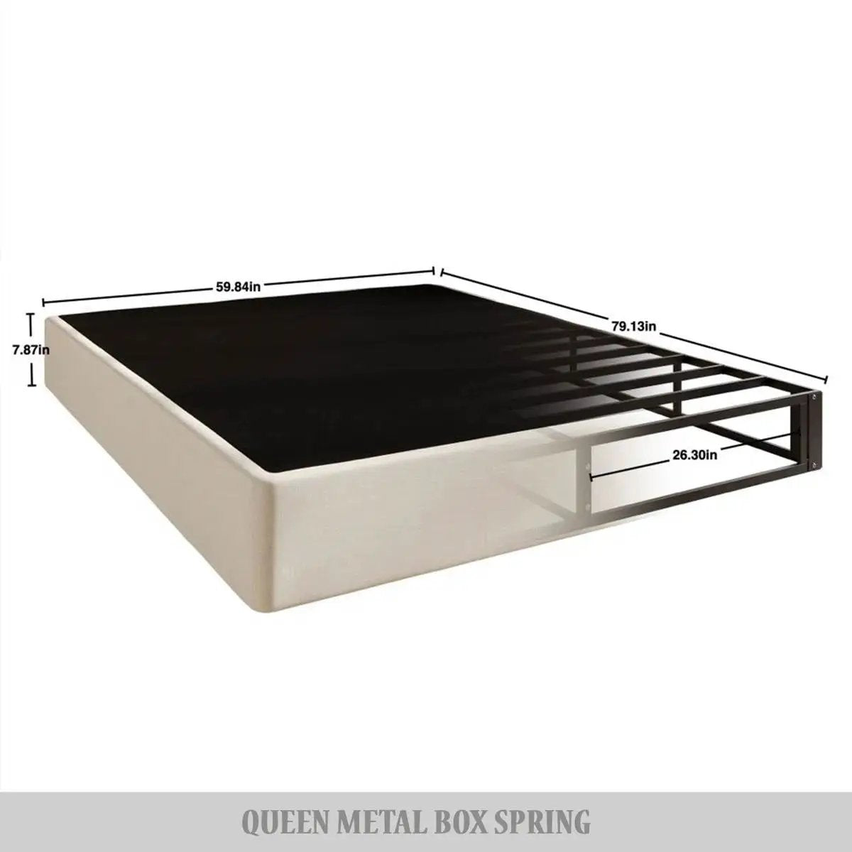 Queen size 7.8-inch Metal Frame Box-Spring Foundation for Mattress with Cover by HomePacific