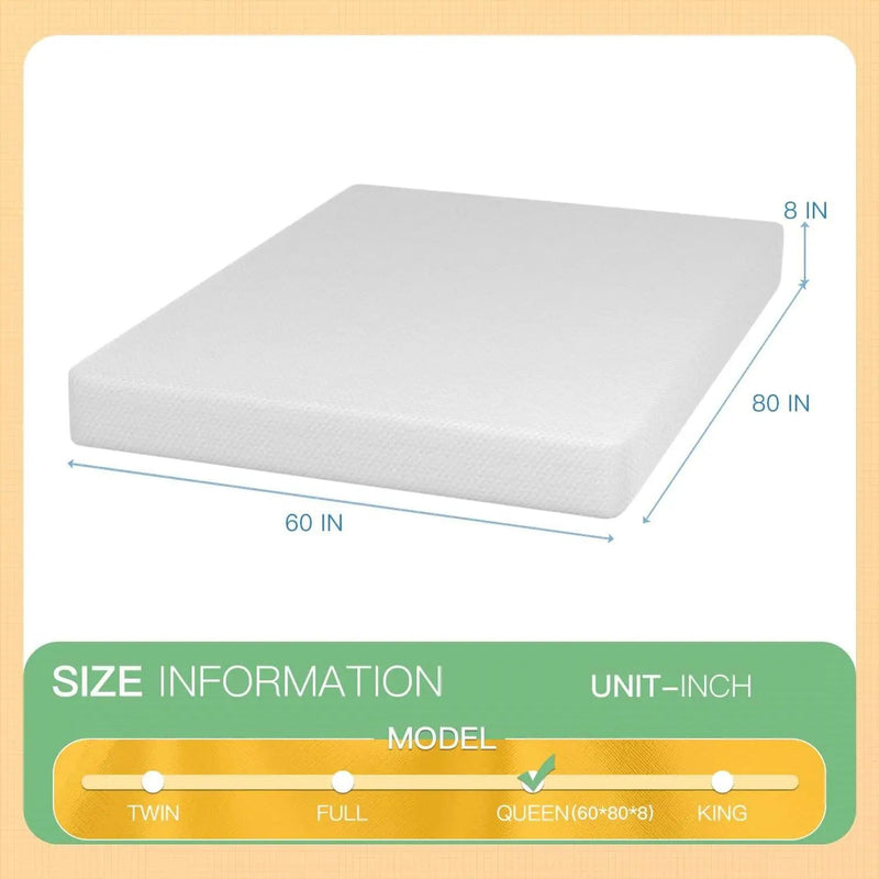 Queen size 8-inch Thick Medium Firm Cool Gel Memory Foam Mattress by HomePacific