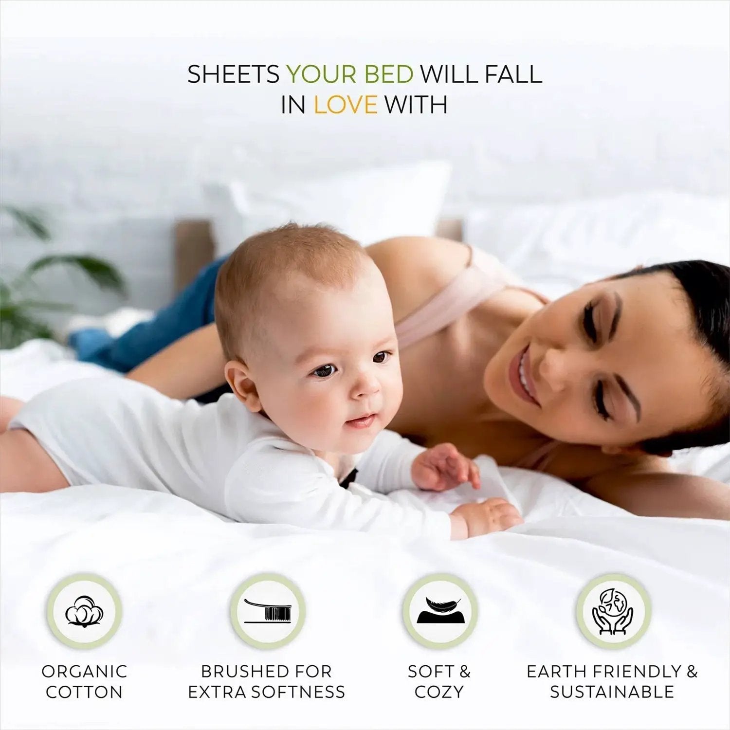 Queen size White 100-Percent Certified Organic Cotton Sheet Set by HomePacific