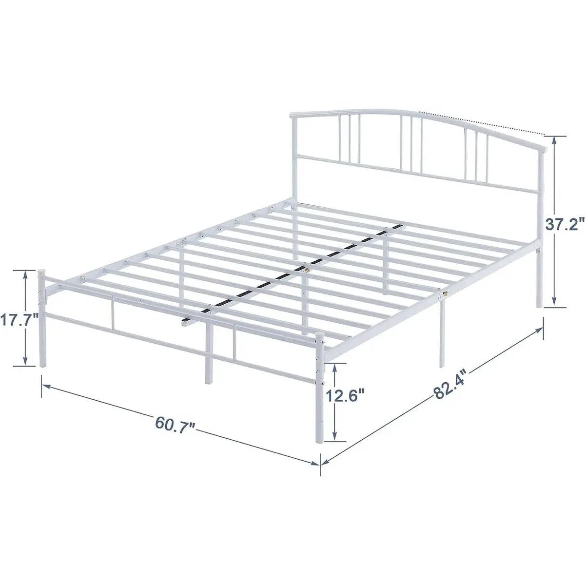 Queen size White Metal Platform Bed Frame with Arched Headboard by HomePacific