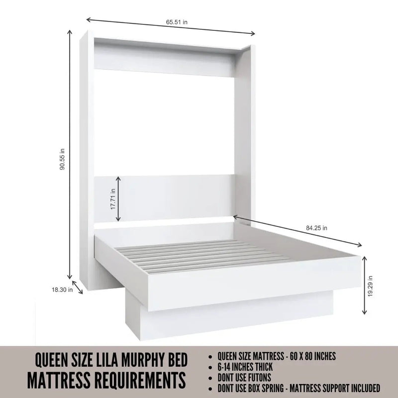 Easy-Lift Queen Murphy Wall Bed in Dark Grey with Shelf by Sharicks