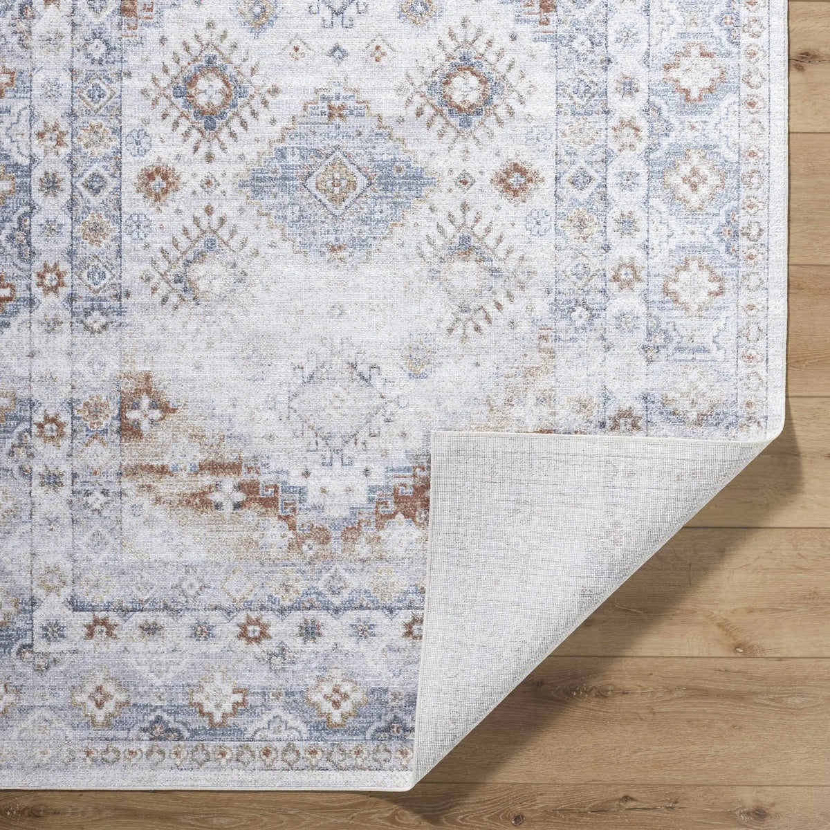 Agaton Blue & Brown Washable Area Rug, photo 5 of 10