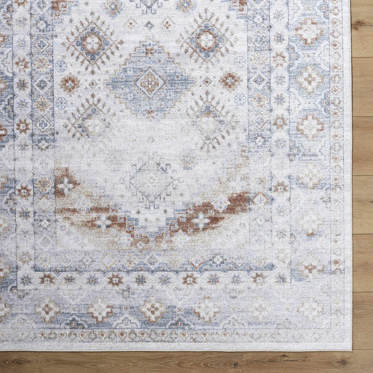 Agaton Blue & Brown Washable Area Rug, photo 6 of 10