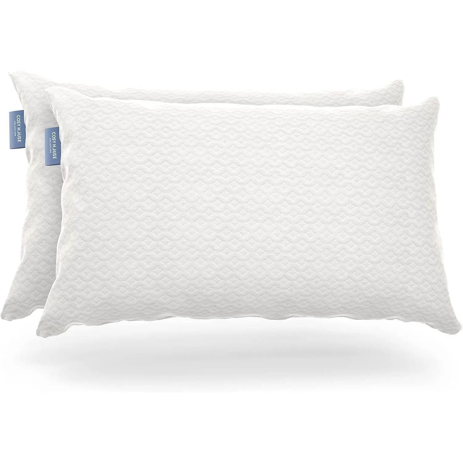 Set of 2 Queen Shredded Memory Foam Pillows with Luxury Bamboo Breathable Cover by HomePacific