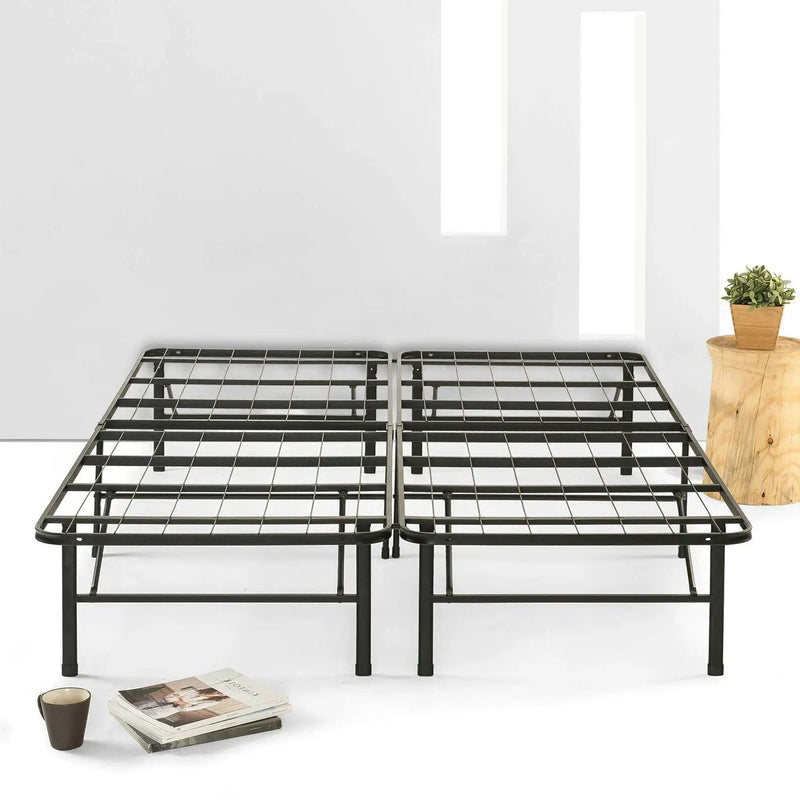 Queen size Folding Sturdy Metal Platform Bed Frame with Storage Space by HomePacific
