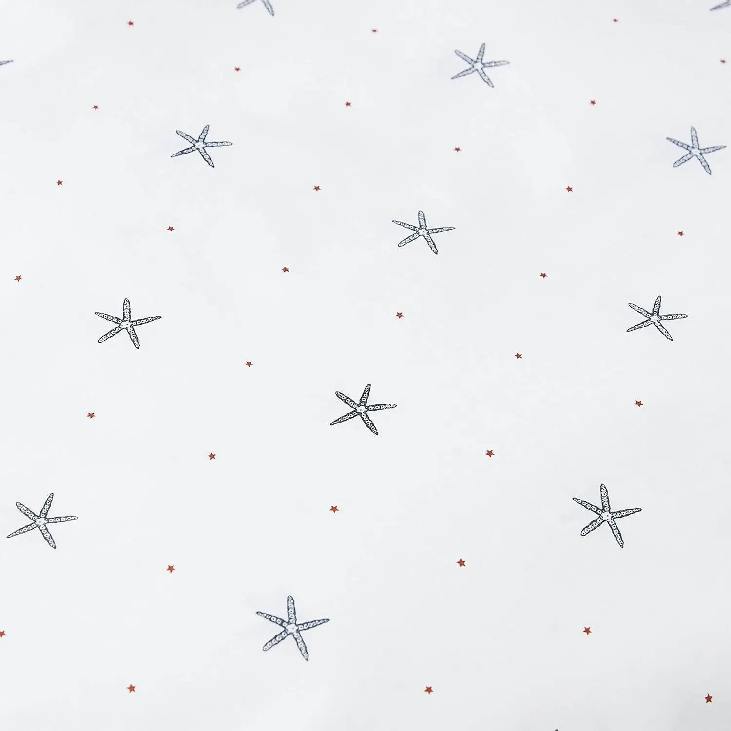 Queen size Coastal Beach Starfish White Navy Red 100-Percent Cotton Sheet Set by HomePacific