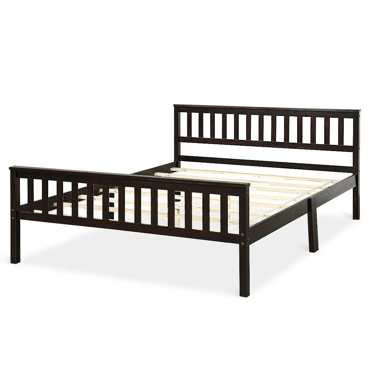 Queen Wood Platform Bed Frame with Headboard and Footboard in Espresso by HomePacific