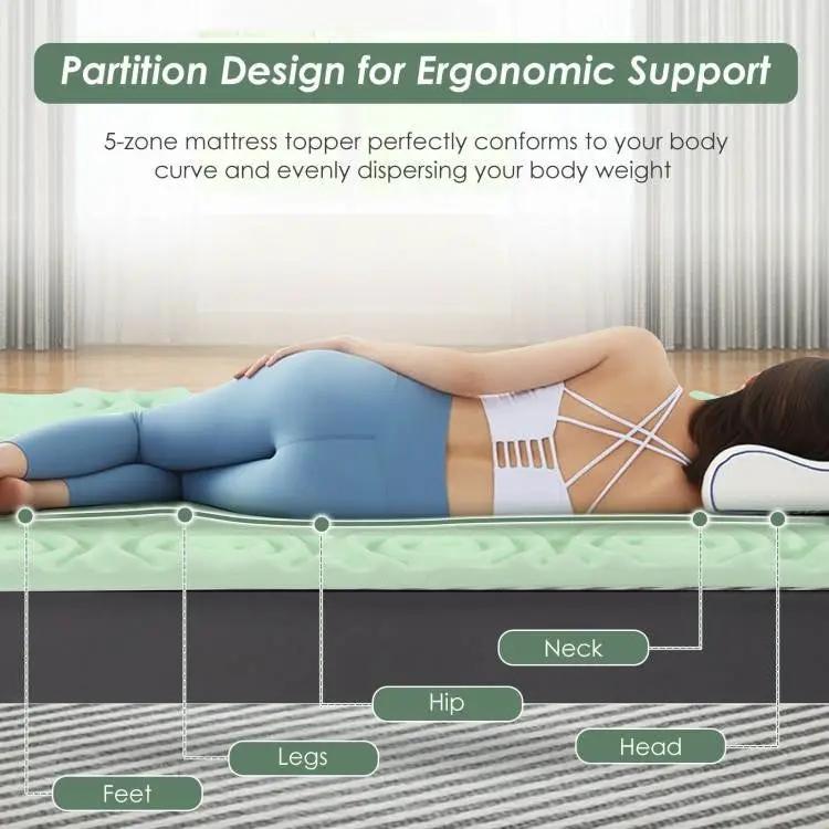 Queen size 3-inch Thick Green Ergonomic Breathable Air Foam Mattress Topper by HomePacific