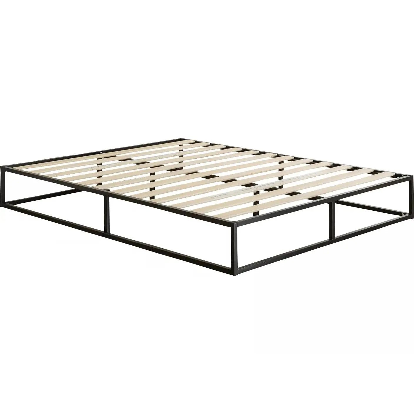 Queen size 10-inch Low Profile Modern Metal Wood Slat Platform Bed Frame by HomePacific
