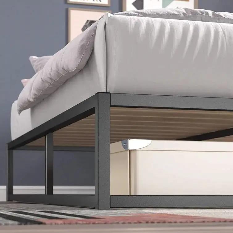 Queen size 10-inch Low Profile Modern Metal Wood Slat Platform Bed Frame by HomePacific