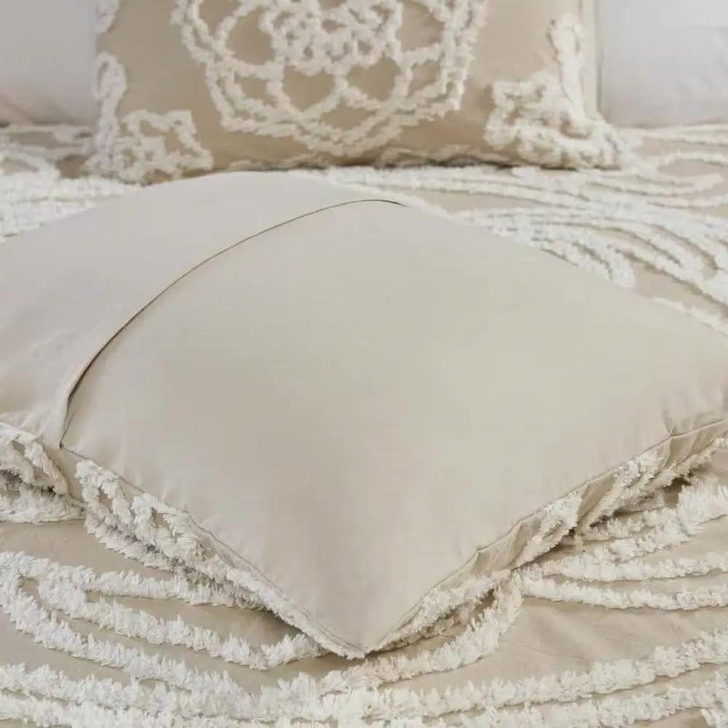 Queen 100-Percent Cotton Chenille Bedspread with Fringe Hem in Khaki Taupe Beige by HomePacific