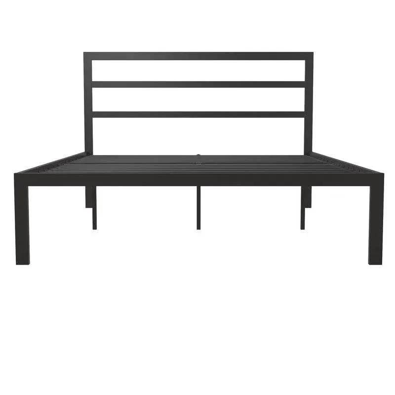 Queen Black Metal Platform Bed Frame with Headboard Included by HomePacific