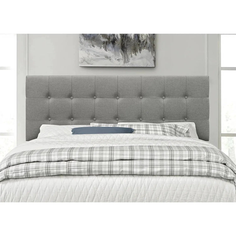 Queen Modern Classic Style Button-Tufted Headboard in Grey Upholstered Fabric by HomePacific