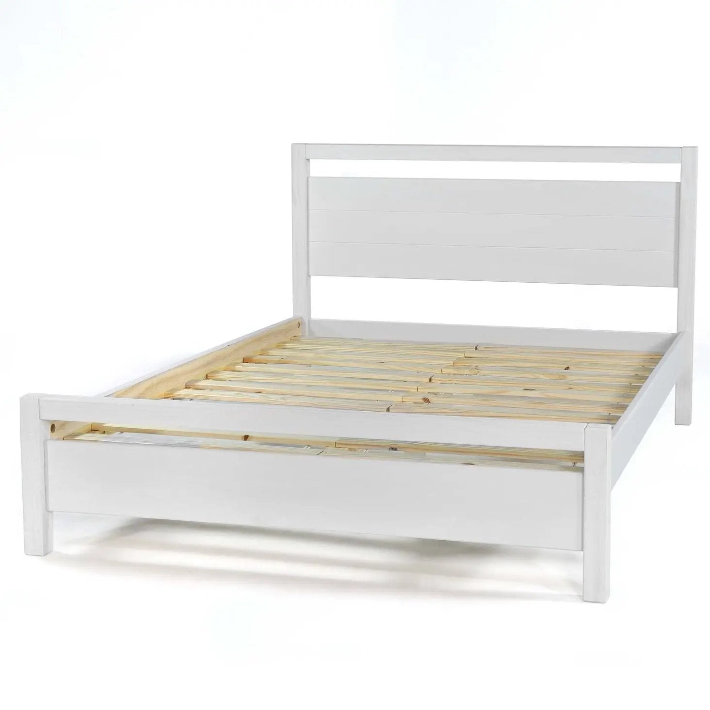Queen Size FarmHouse Traditional Rustic White Platform Bed by HomePacific
