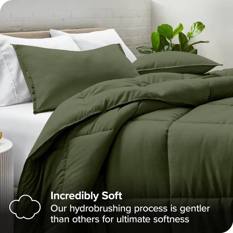 Queen size Hypoallergenic Down Alternative Comforter Set in Olive Green by HomePacific