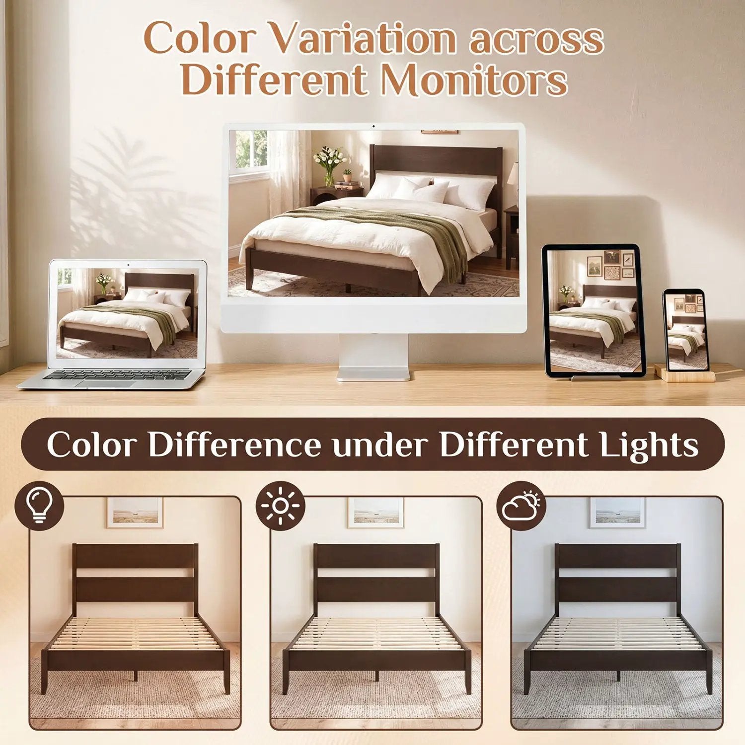 Queen Bed Frame with Headboard and Solid Wood Legs by DirectDeals