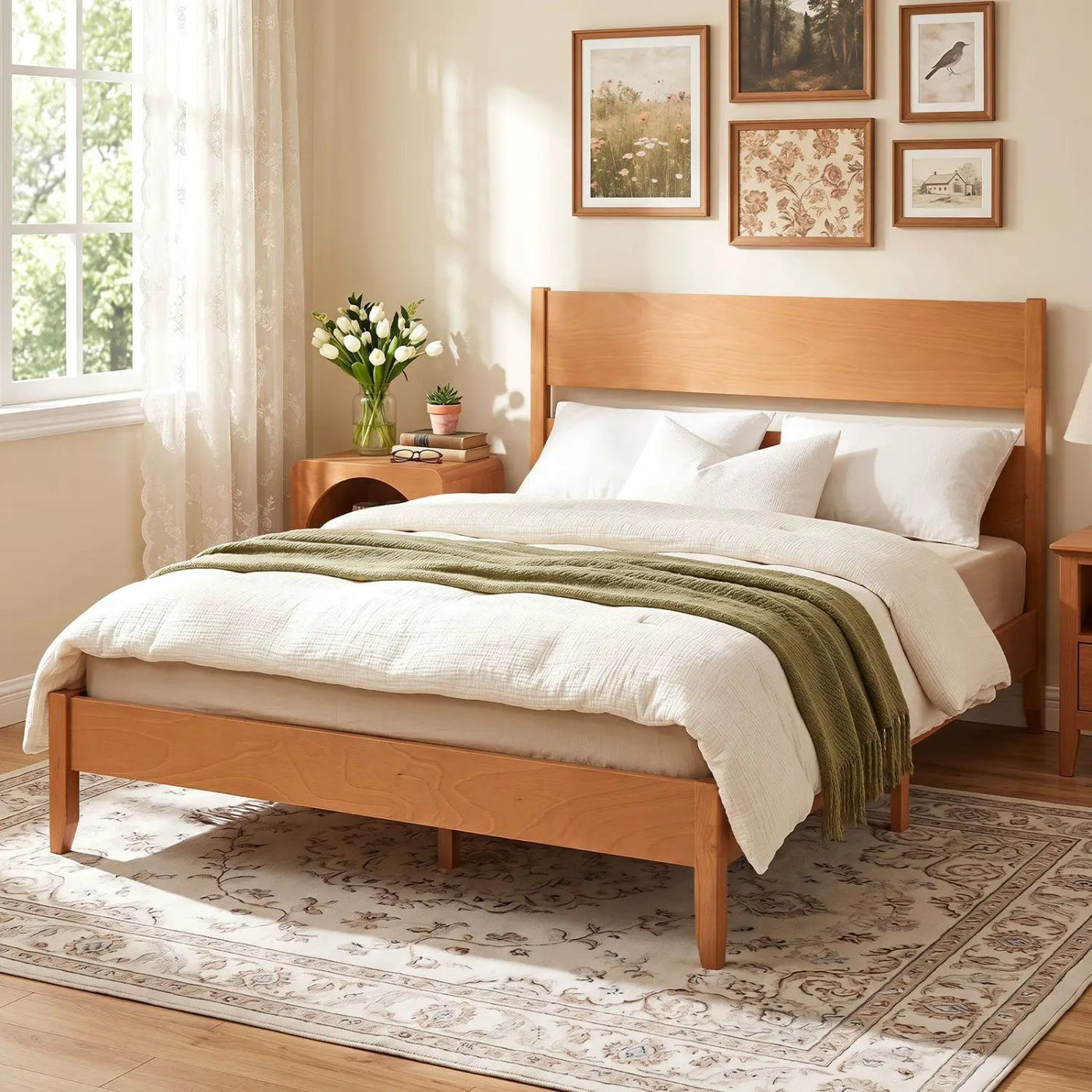 Queen Bed Frame with Headboard and Solid Wood Legs by DirectDeals