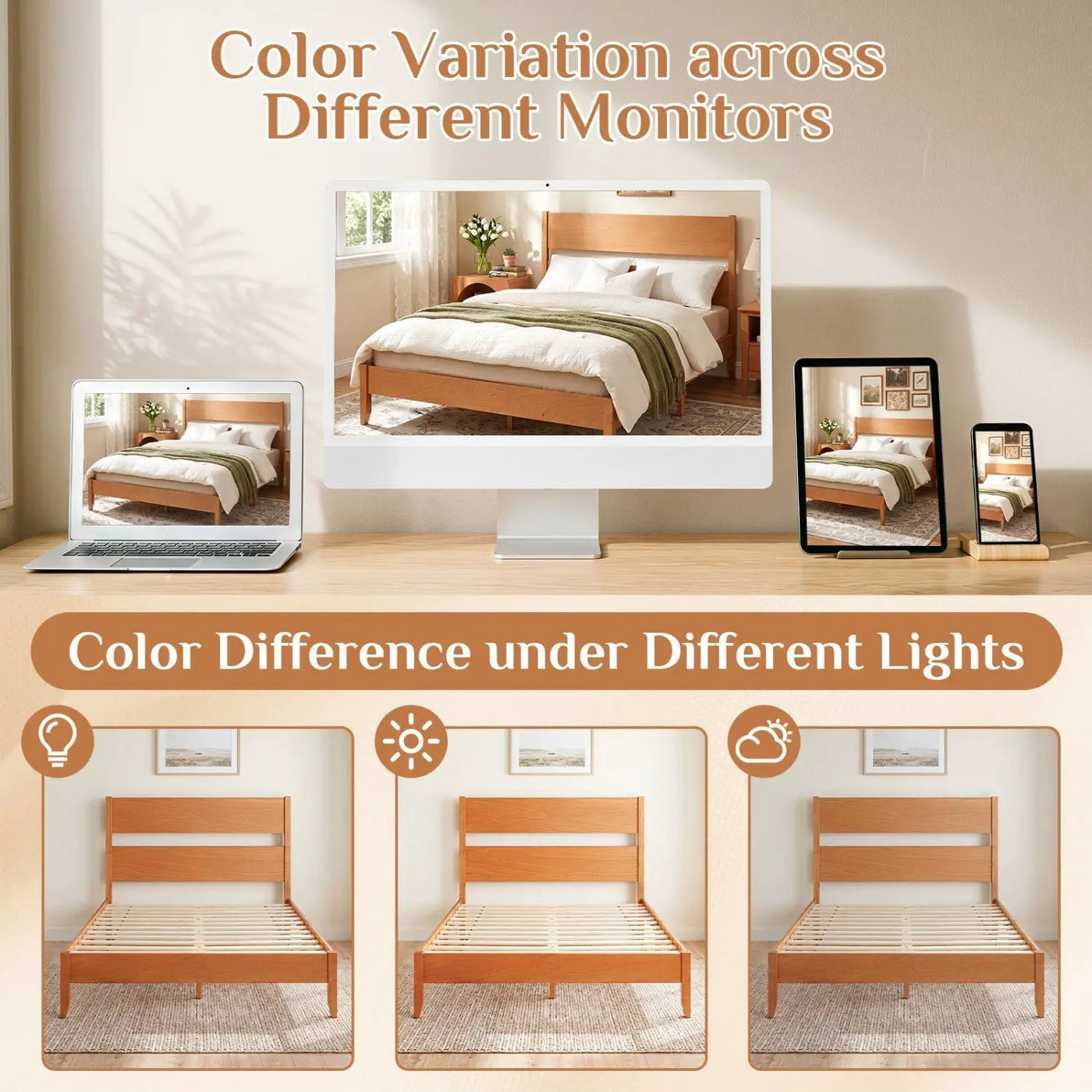 Queen Bed Frame with Headboard and Solid Wood Legs by DirectDeals