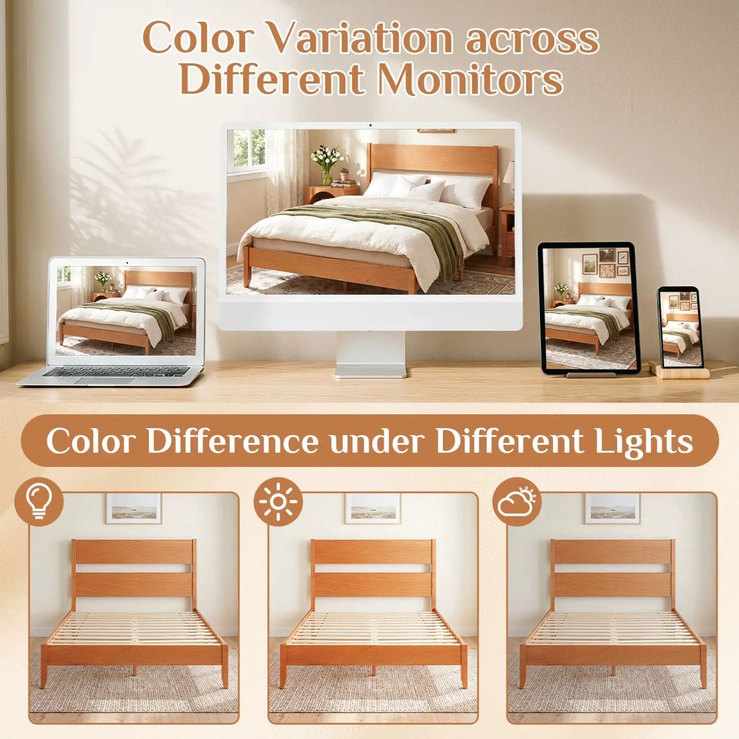 Queen Bed Frame with Headboard and Solid Wood Legs by DirectDeals