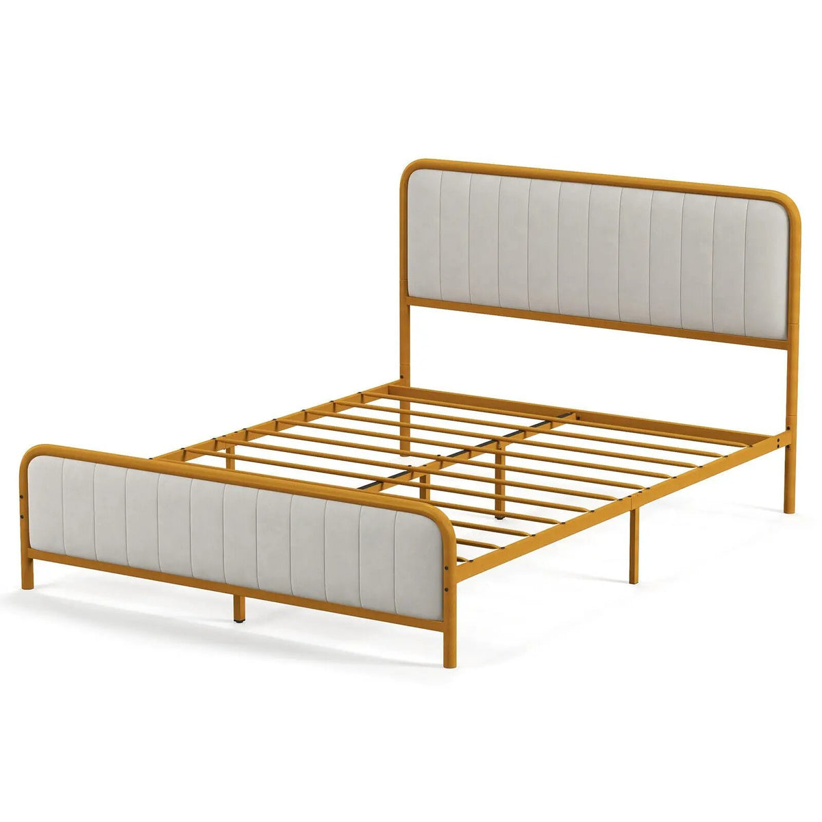 Upholstered Gold Platform Bed Frame with Velvet Headboard, photo 13 of 32
