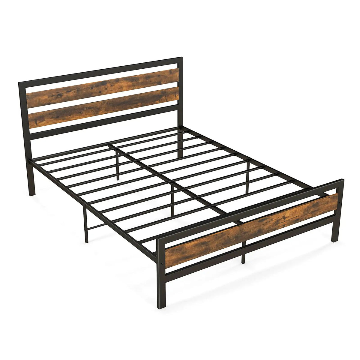 Full/Queen Industrial Bed Frame with Rustic Headboard and Footboard-Queen Size, photo 3 of 9