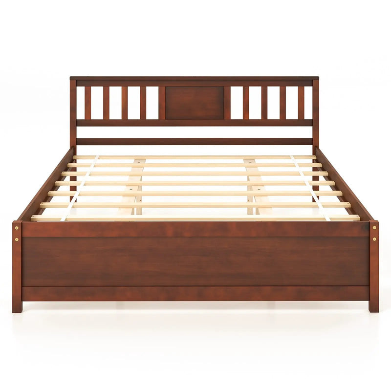 Wooden Platform Bed with Headboard and Slat Support-Queen Size by DirectDeals