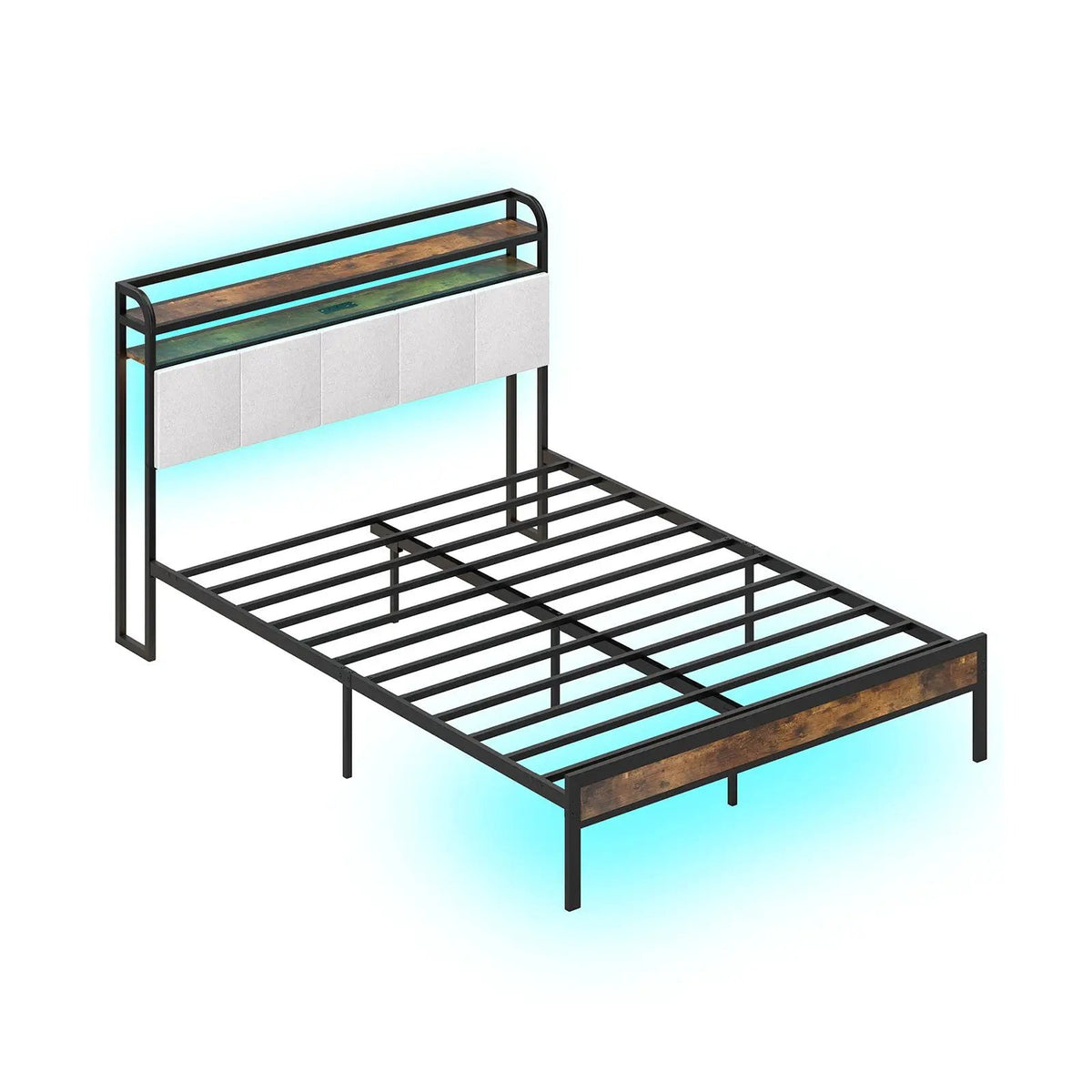 Twin/Full/Queen/King Size Bed Frame with LED Light and Charging Station, photo 3 of 11