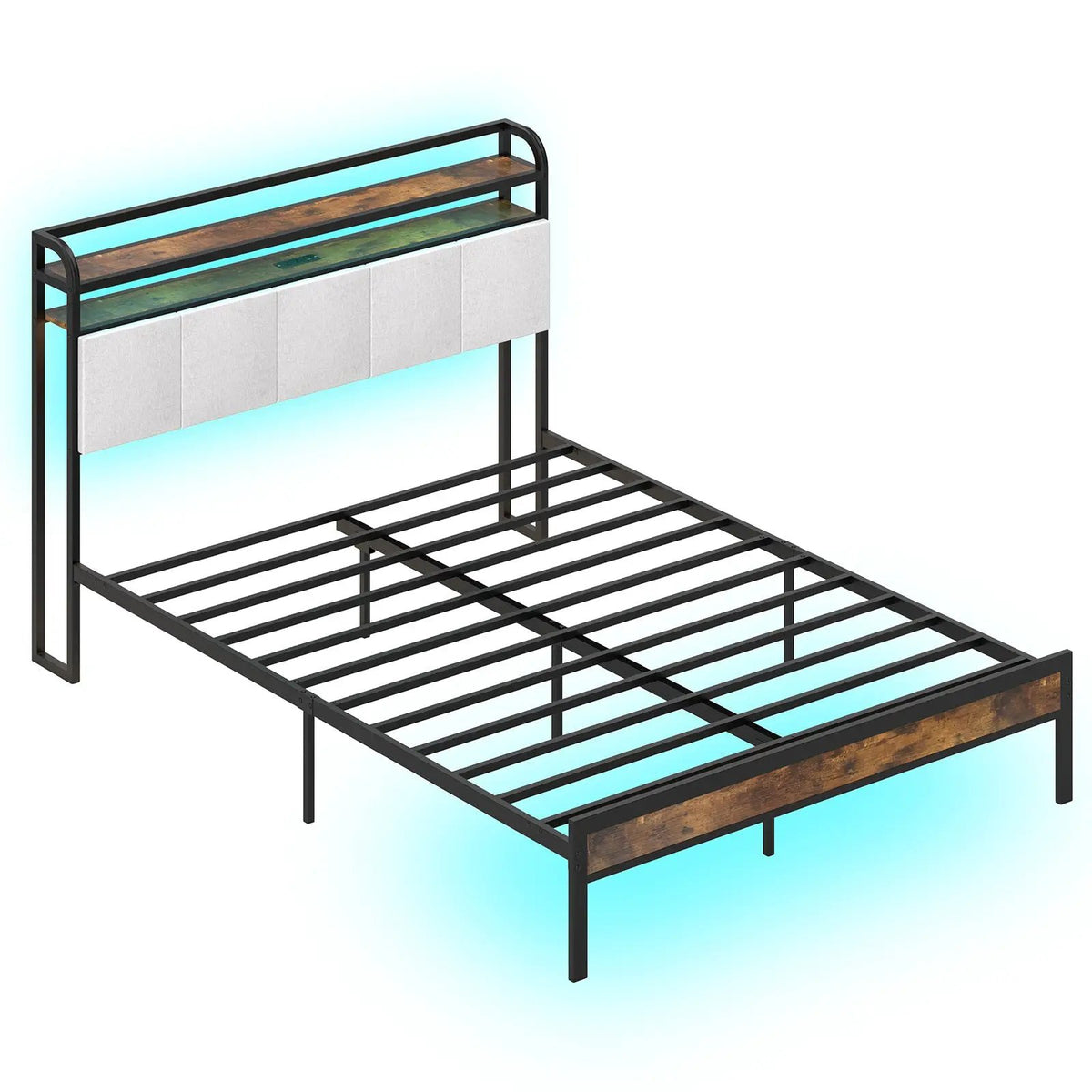 Twin/Full/Queen/King Size Bed Frame with LED Light and Charging Station, photo 4 of 11