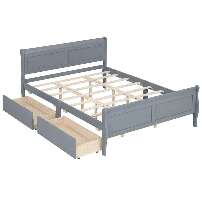 Queen Size Bed Frame with 2 Storage Drawers and Footboard by DirectDeals