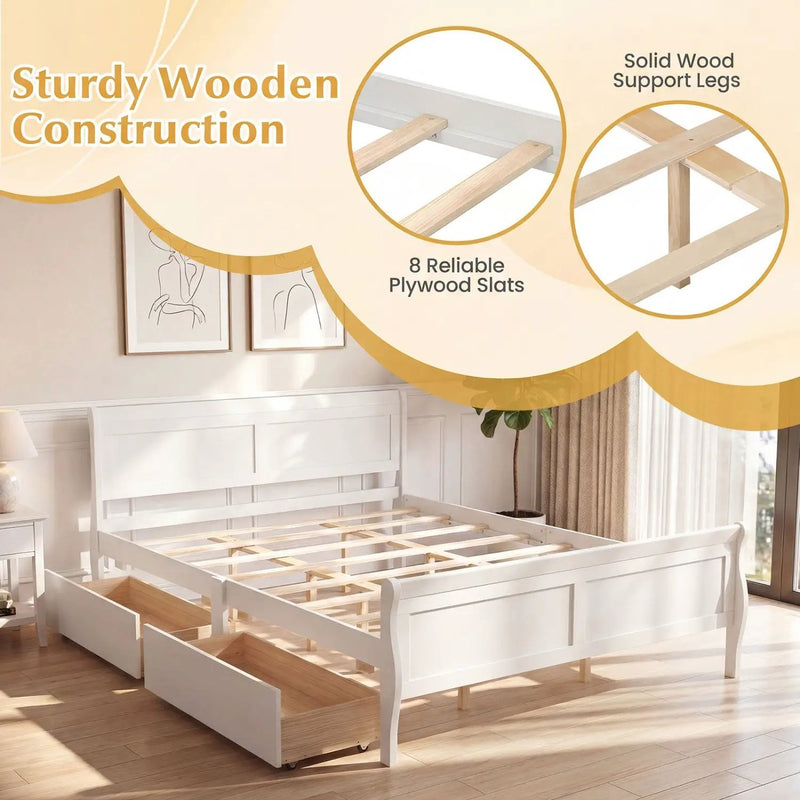 Queen Size Bed Frame with 2 Storage Drawers and Footboard by DirectDeals