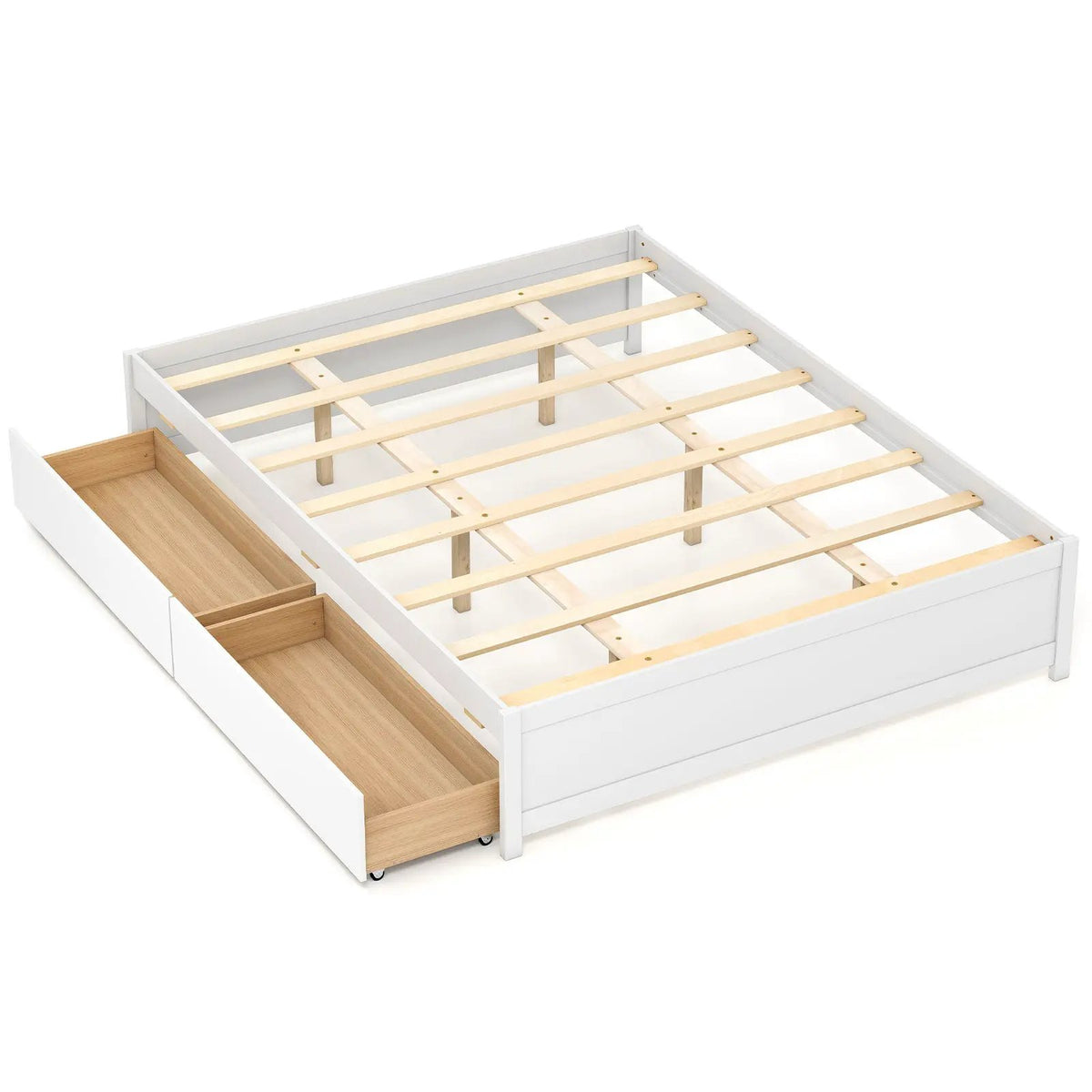 Queen Size Bed Frame with 2 Rolling Storage Drawers, photo 11 of 16