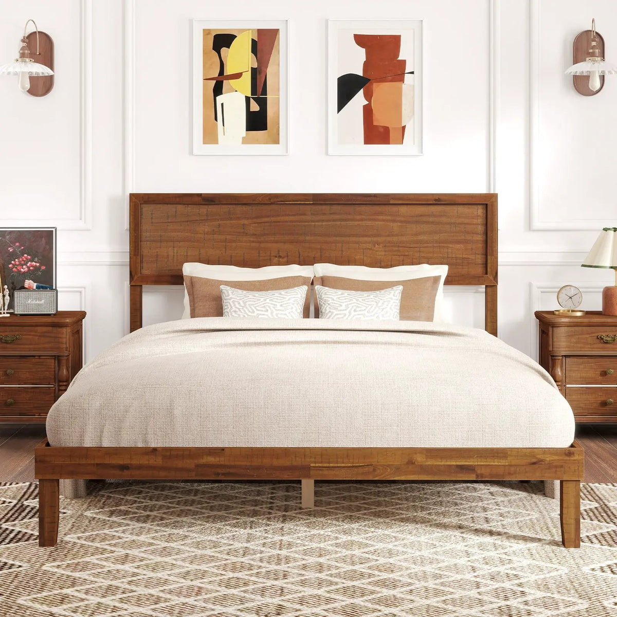 Twin/Full/Queen Size Bed Frame with Headboard and Wooden Slats Support, photo 2 of 10