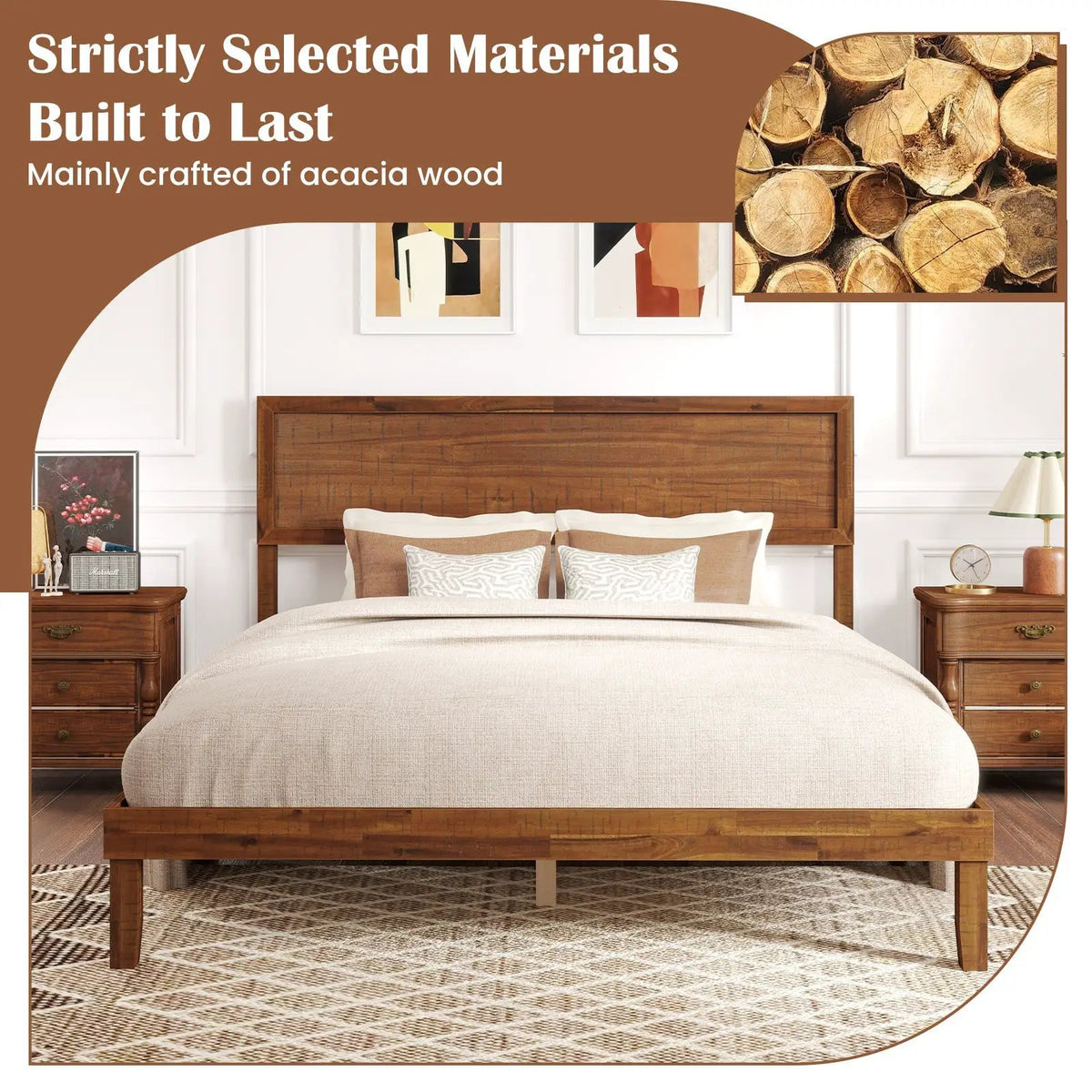 Twin/Full/Queen Size Bed Frame with Headboard and Wooden Slats Support, photo 7 of 10