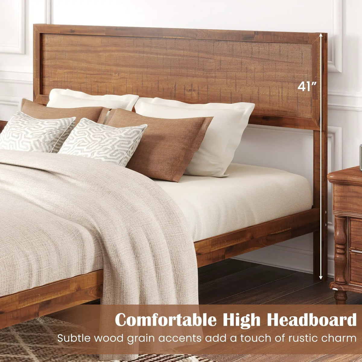 Twin/Full/Queen Size Bed Frame with Headboard and Wooden Slats Support, photo 8 of 10