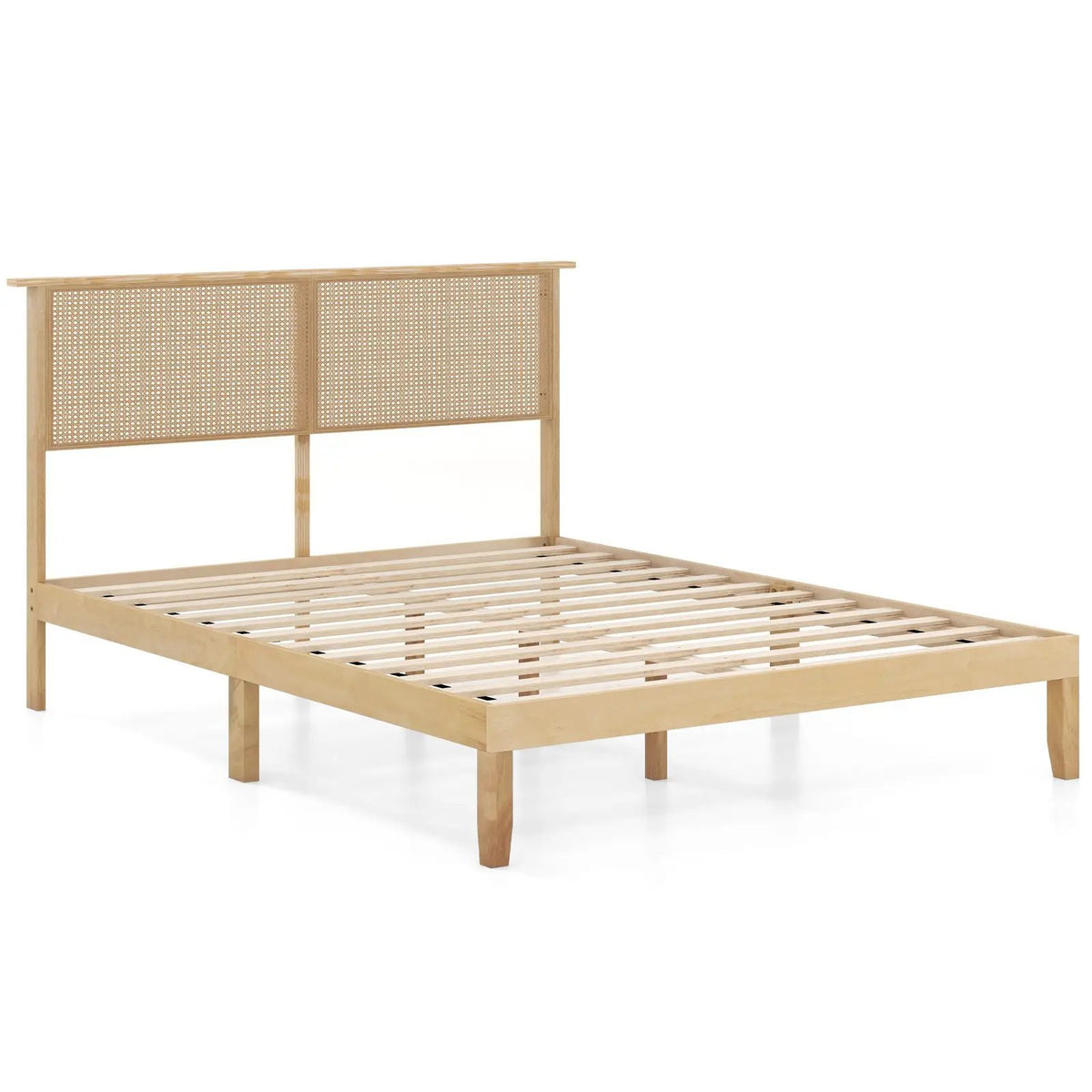 Twin/Full/Queen Size Bed Frame with Rattan Headboard, photo 3 of 10