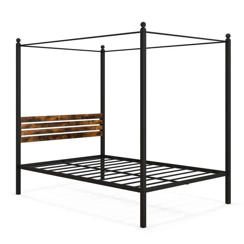 Queen Size Canopy Bed Frame with Under Bed Storage by DirectDeals