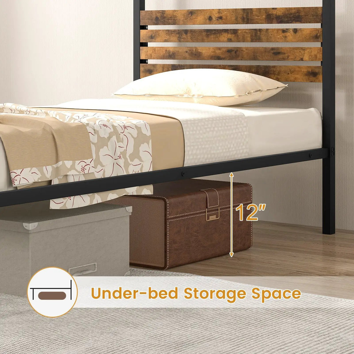 Queen Size Canopy Bed Frame with Under Bed Storage, photo 8 of 10