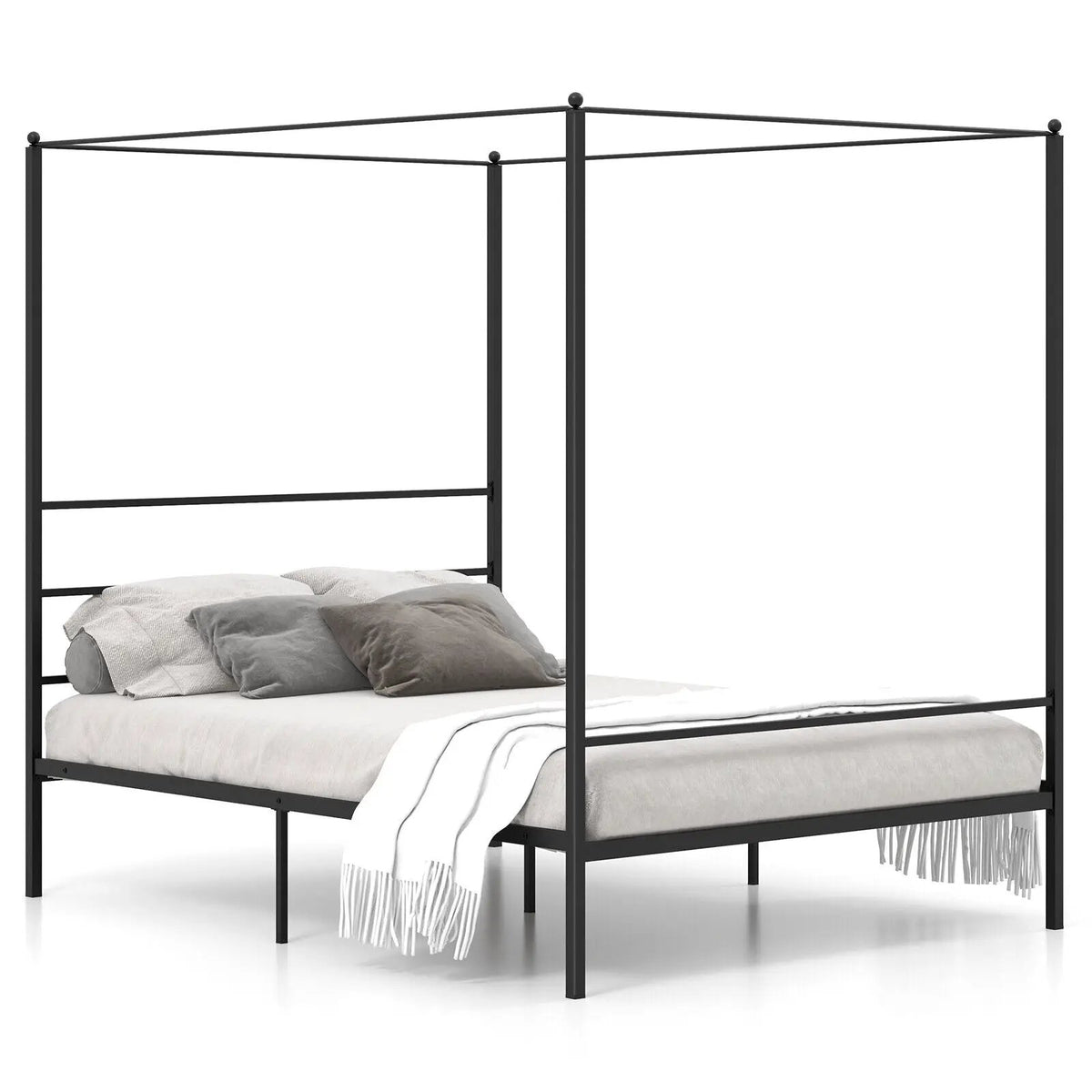 Twin/Full/Queen Size Metal Canopy Bed Frame with Slat Support, photo 10 of 11