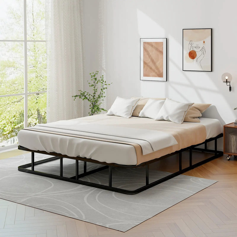 Queen Size Bed Frame with Metal Slat Support by DirectDeals