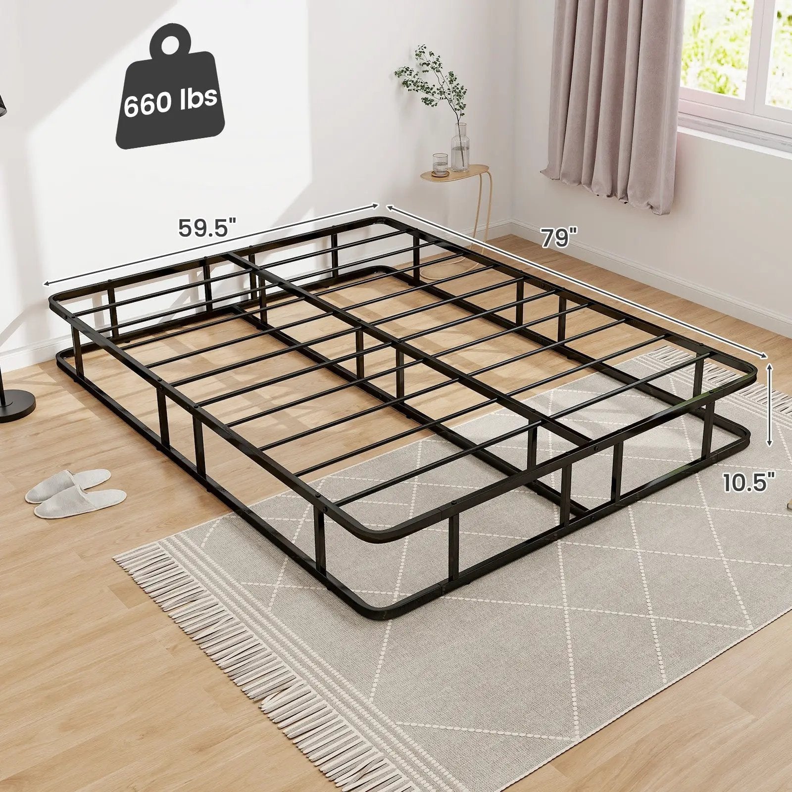 Queen Size Bed Frame with Metal Slat Support by DirectDeals