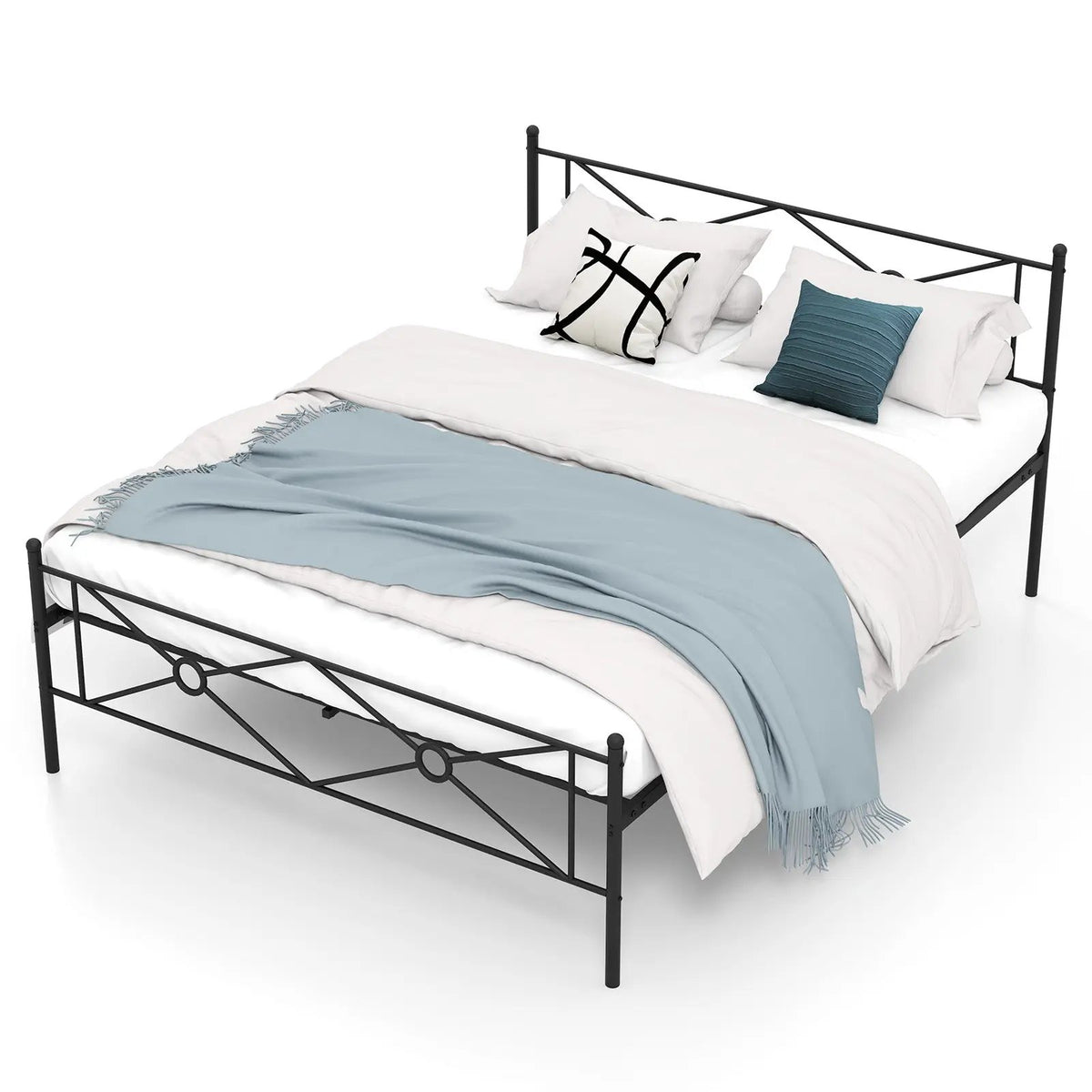 Full/Queen Size Metal Platform Bed Frame with Headboard and Footboard, photo 9 of 9