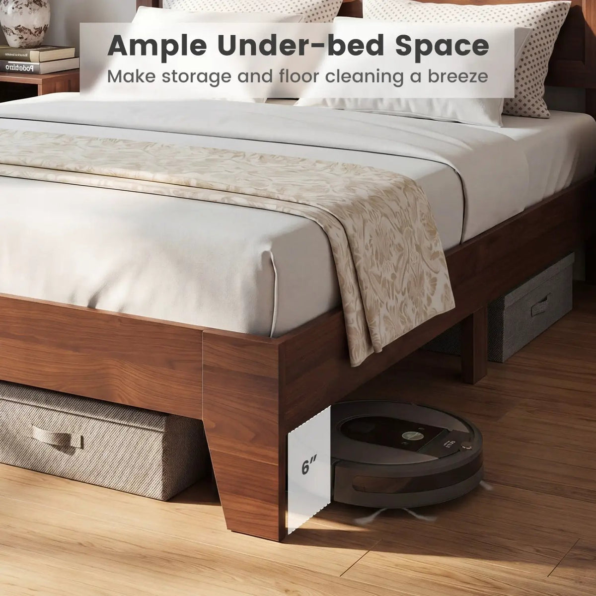 Queen Size Platform Bed Frame with Headboard - White, photo 14 of 16