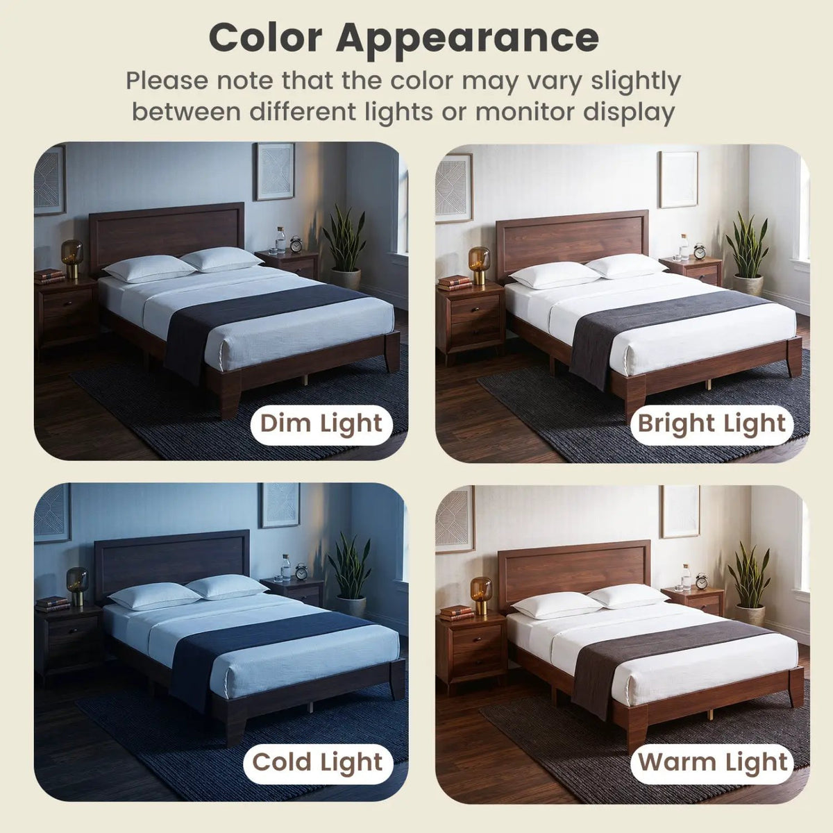 Queen Size Platform Bed Frame with Headboard - White, photo 15 of 16