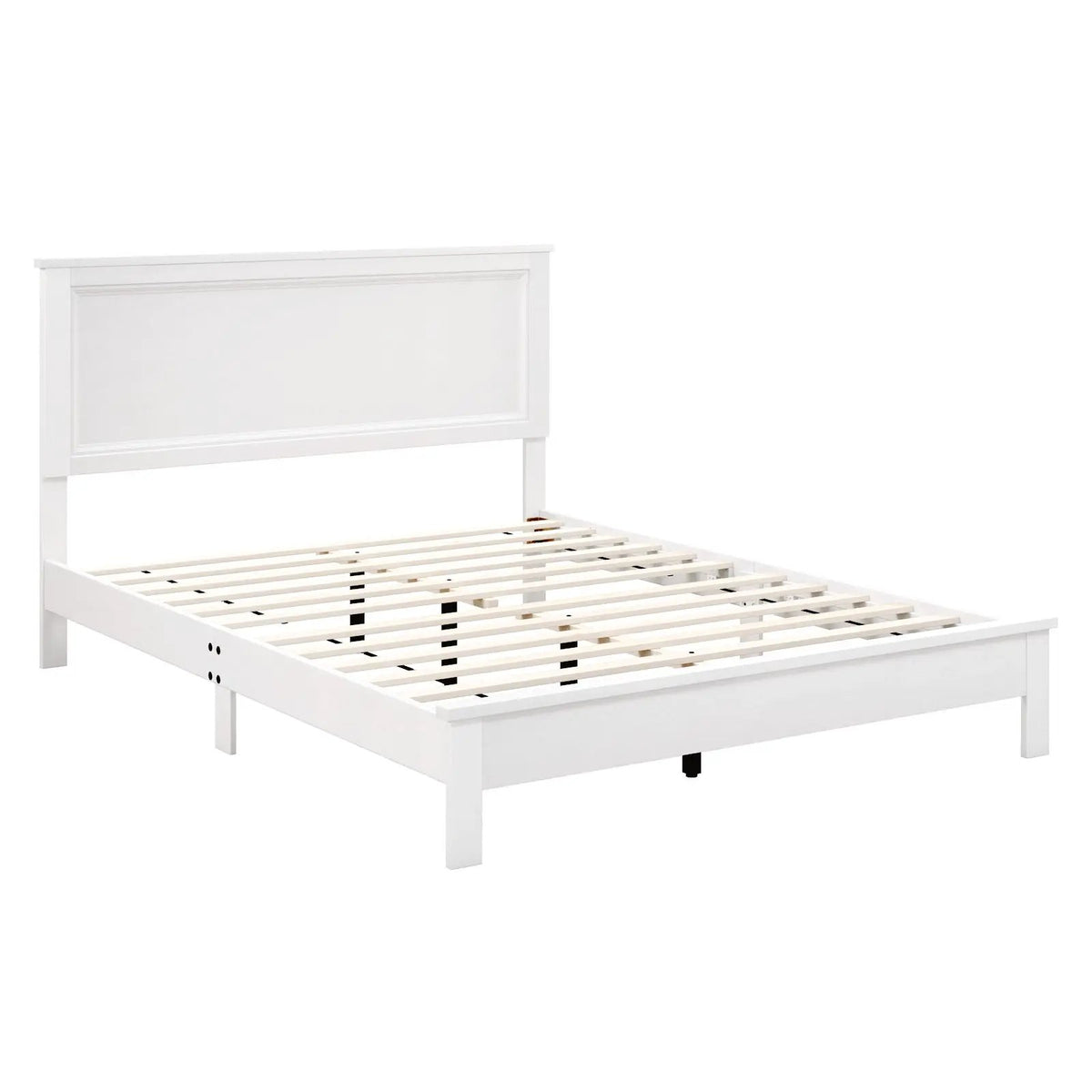 Queen Size Bed Frame Platform Slat High Headboard Bedroom with Rubber Wood Leg, photo 10 of 10