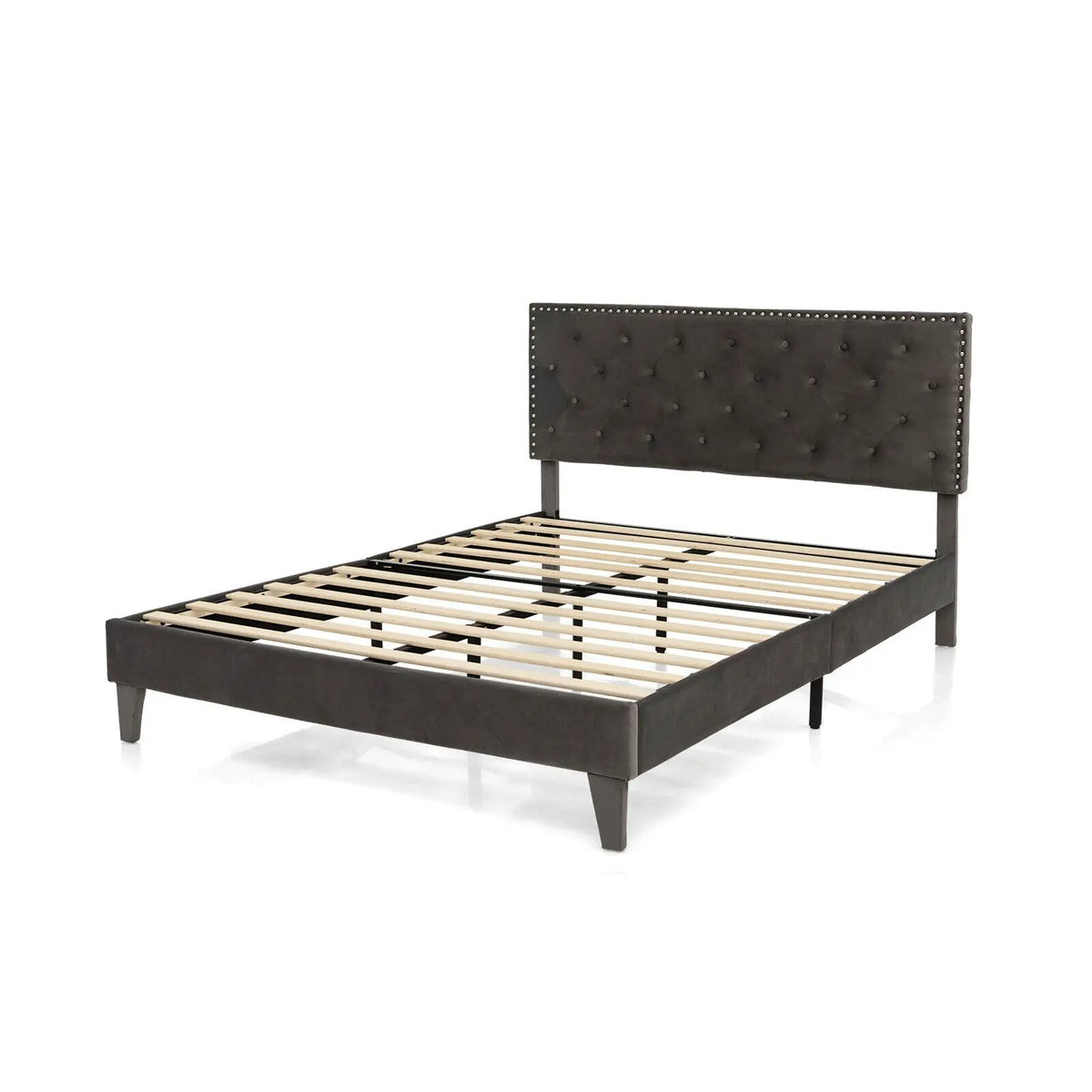 Full/Queen Size Upholstered Platform Bed with Tufted Headboard, photo 9 of 9