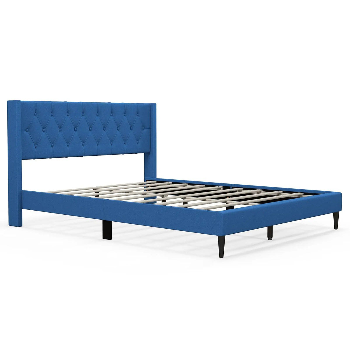 Queen Size Upholstered Platform Bed with Button Tufted Wingback Headboard, photo 3 of 9