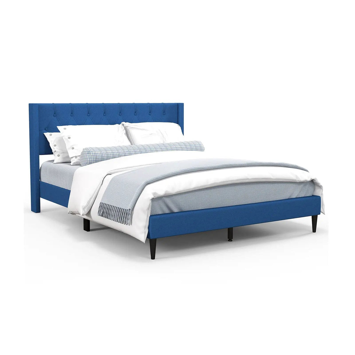 Queen Size Upholstered Platform Bed with Button Tufted Wingback Headboard, photo 4 of 9